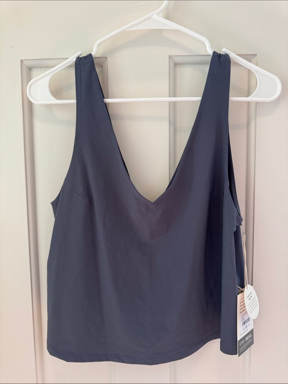 Vuori Dark Navy Silk V-Neck Tank